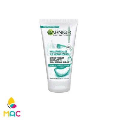 فوم شستشو صورت هیالورونیک و آلوئه ورا مناسب پوست های معمولی و حساس حجم 150 میل گارنیر