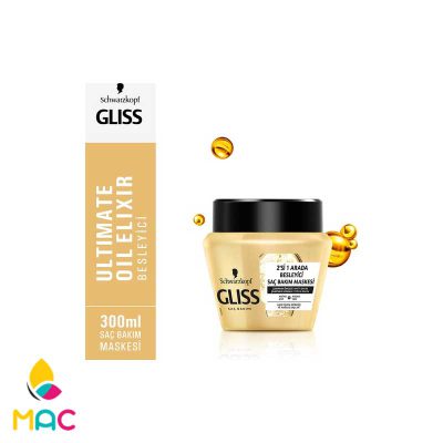2 146 ماسک مو احیا کننده مدل Ultimate Oil Elixir مناسب موهای حساس و دارای موخوره 300 میل گلیس