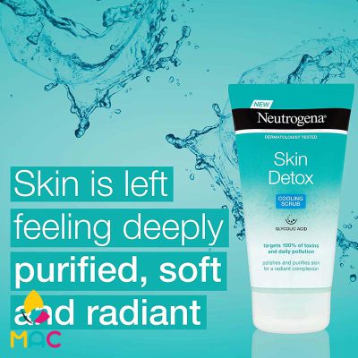 555 اسکراب پاکسازی کننده و جوانساز پوست صورت مدل Skin Detox حجم 150 میل نوتروژینا
