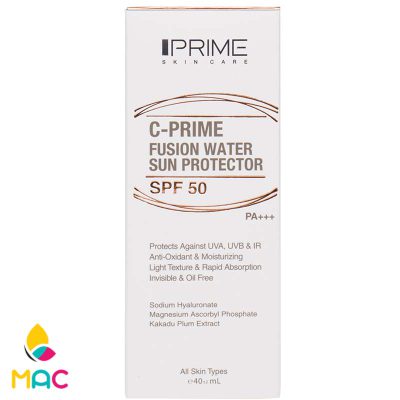 77 فلوئید ضد آفتاب حاوی ویتامین c و spf50 فیوژن واتر مناسب انواع پوست حجم 40 میل پریم
