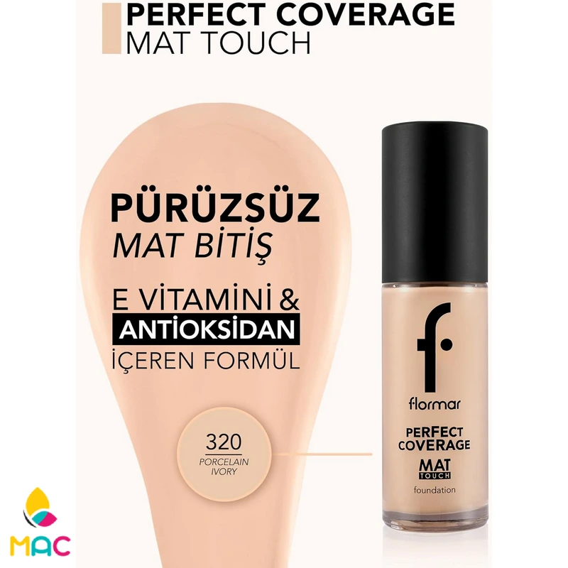 Flormar Perfect Coverage Mat Touch (3) کرم پودر شیشه ای مات تاچ فلورمار