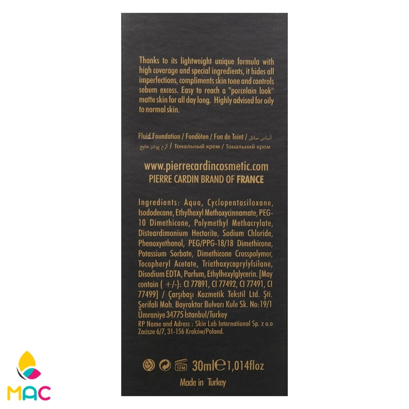 Full Coverage Liquid Matte Foundation Makeup - for Dry_Normal_Oily Skin Beauty & Per (3) کرم پودر تیوپی پیرکاردین مدل truly Matte Foundation