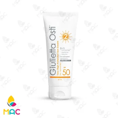 کرم ضد آفتاب پوست خشک جولیتا اُستی مدل SPF 50 بی‌رنگ حجم 50 میلی‌لیتر